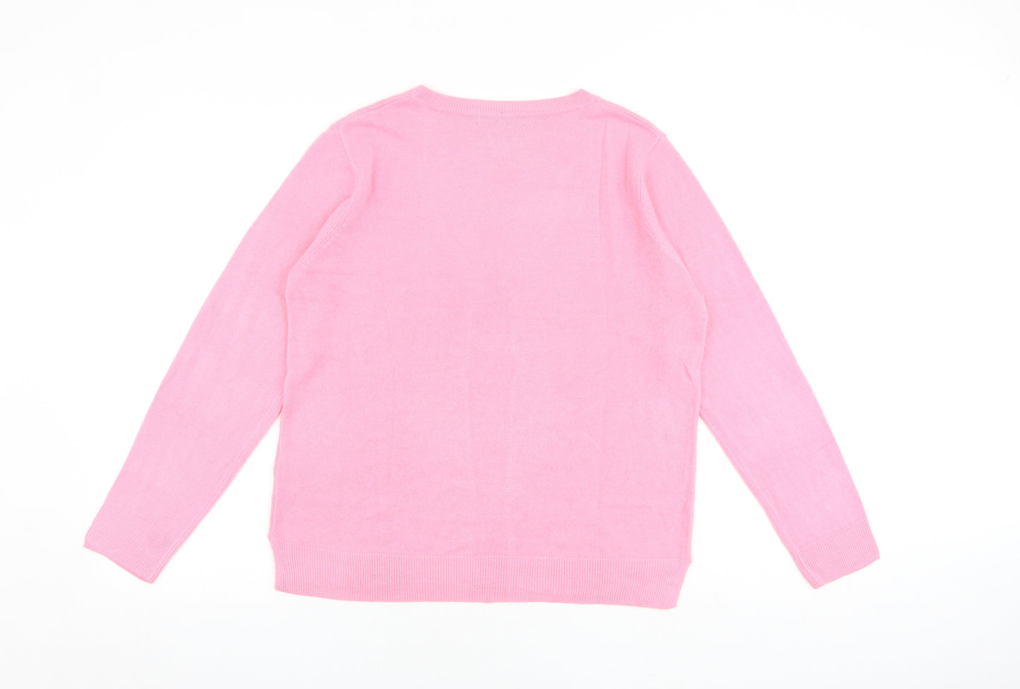 Marks and Spencer Womens Pink Round Neck Acrylic Pullover Jumper Size 14