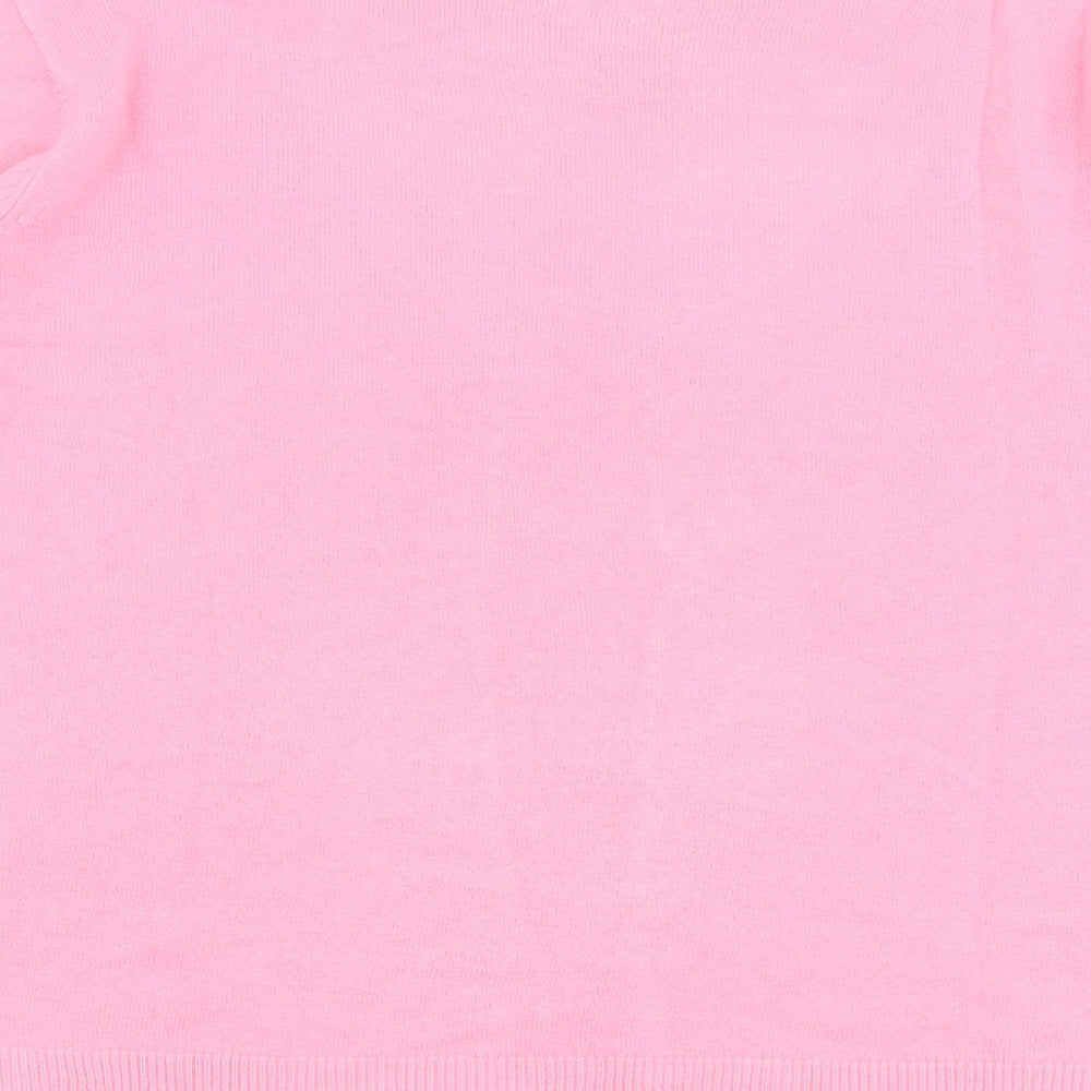 Marks and Spencer Womens Pink Round Neck Acrylic Pullover Jumper Size 14