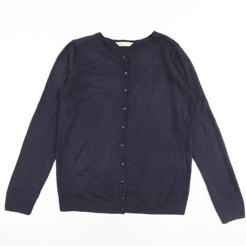 BHS Womens Blue Round Neck Acrylic Cardigan Jumper Size 10