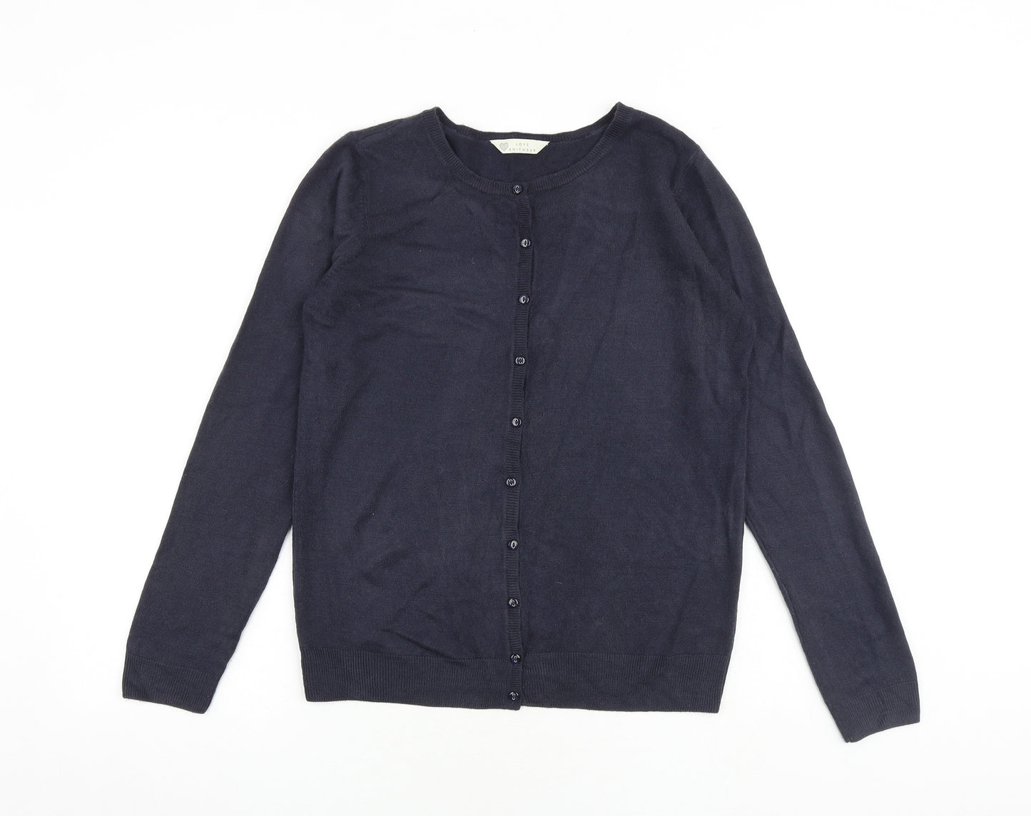 BHS Womens Blue Round Neck Acrylic Cardigan Jumper Size 10