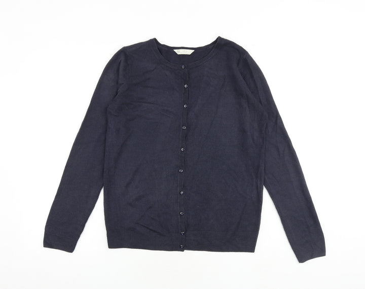 BHS Womens Blue Round Neck Acrylic Cardigan Jumper Size 10