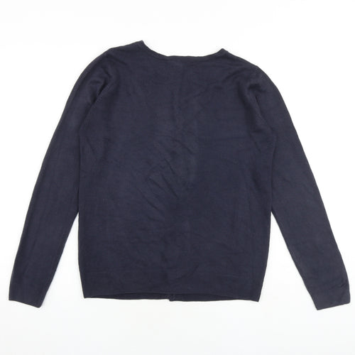 BHS Womens Blue Round Neck Acrylic Cardigan Jumper Size 10