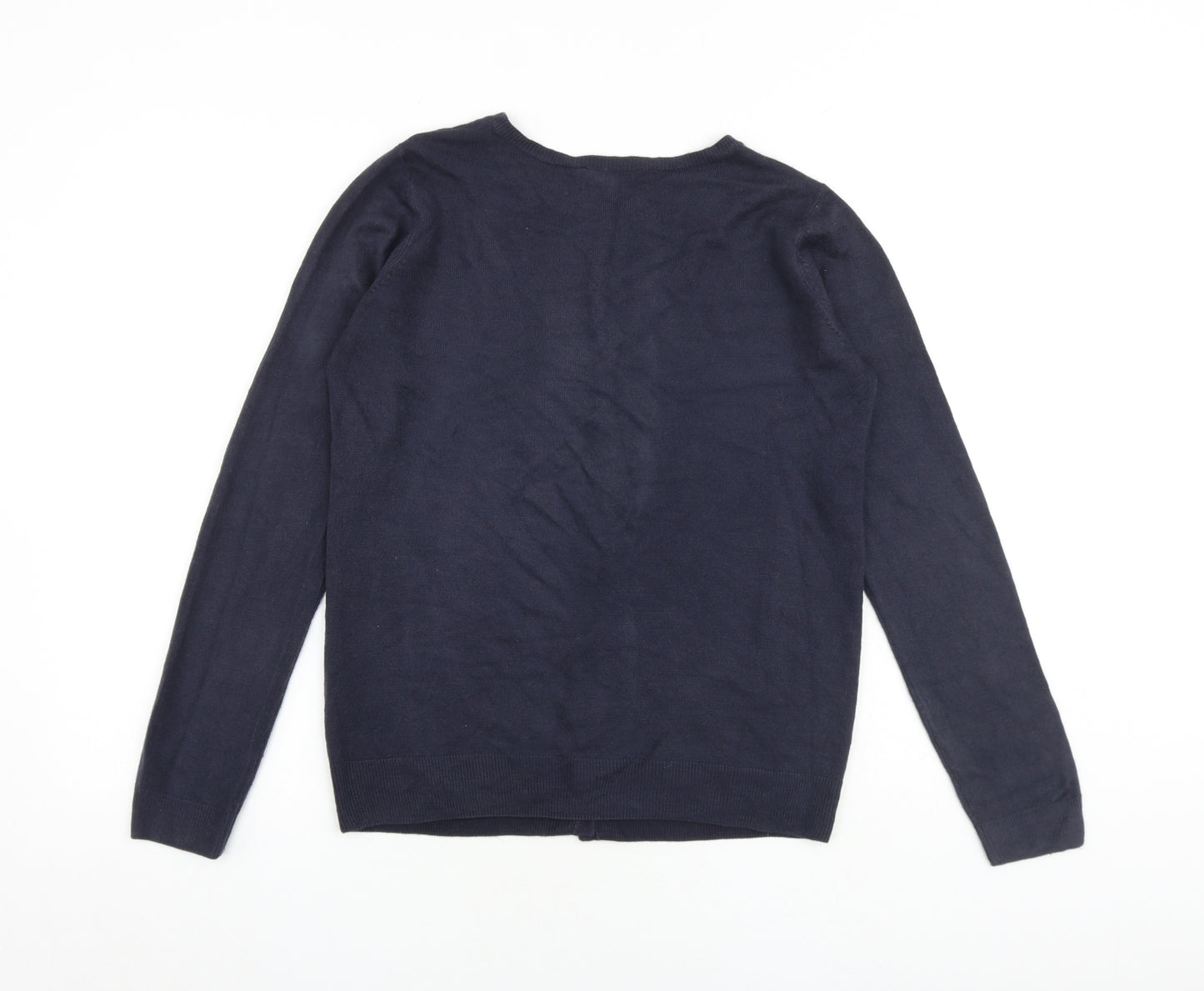 BHS Womens Blue Round Neck Acrylic Cardigan Jumper Size 10