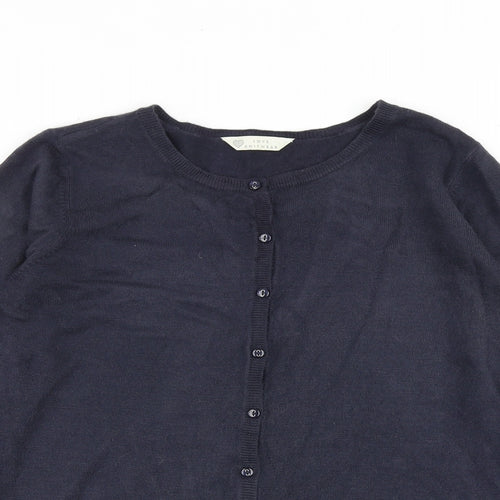 BHS Womens Blue Round Neck Acrylic Cardigan Jumper Size 10