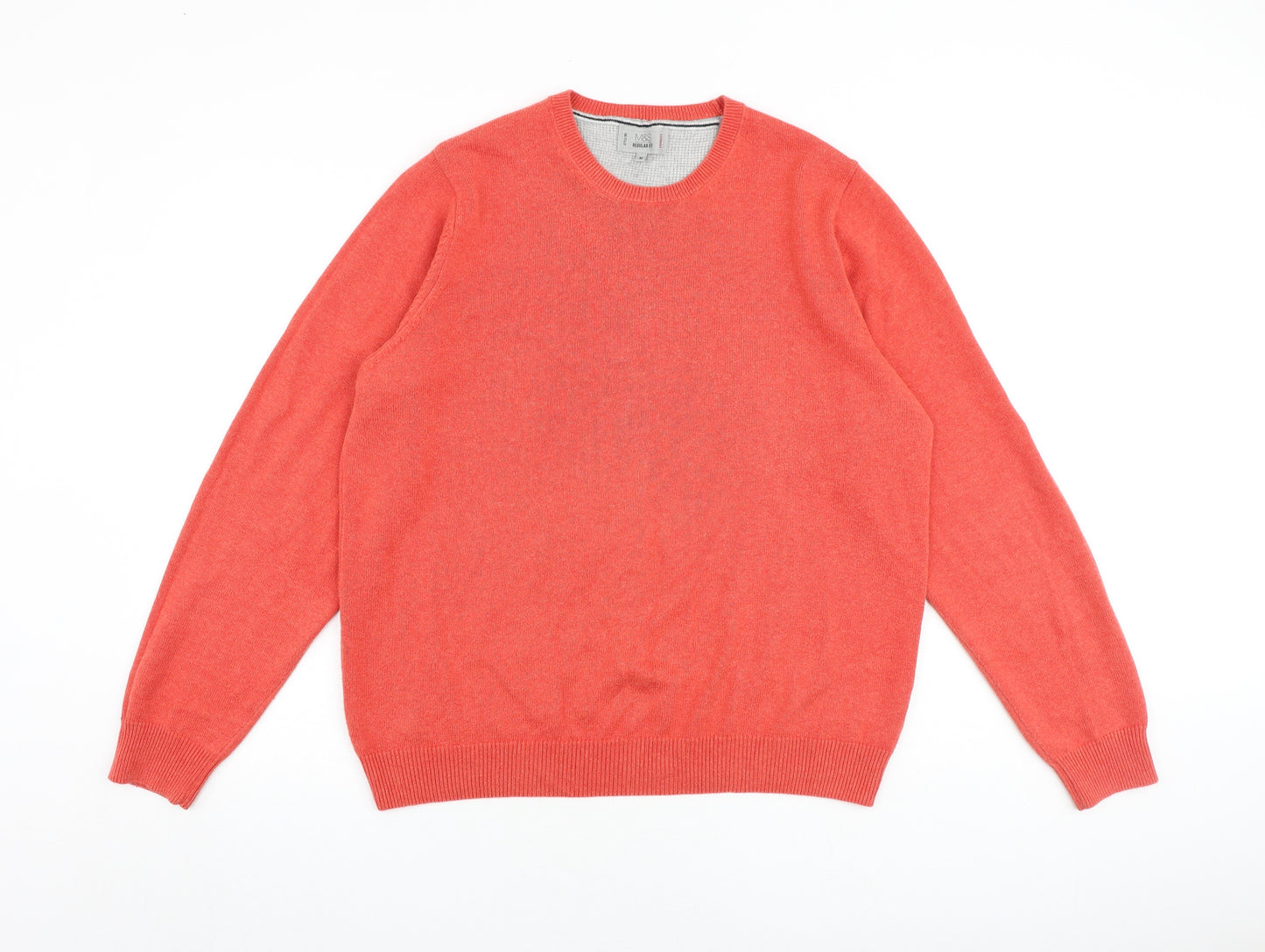 Marks and Spencer Mens Orange Round Neck Acrylic Pullover Jumper Size M Long Sleeve