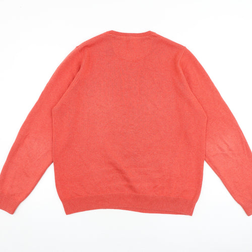Marks and Spencer Mens Orange Round Neck Acrylic Pullover Jumper Size M Long Sleeve