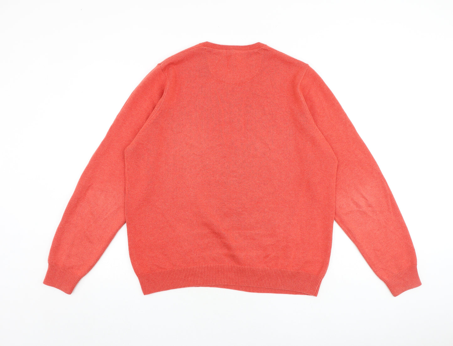 Marks and Spencer Mens Orange Round Neck Acrylic Pullover Jumper Size M Long Sleeve