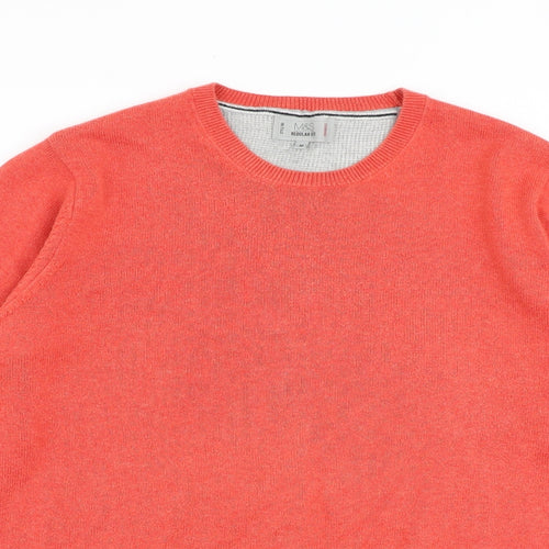 Marks and Spencer Mens Orange Round Neck Acrylic Pullover Jumper Size M Long Sleeve