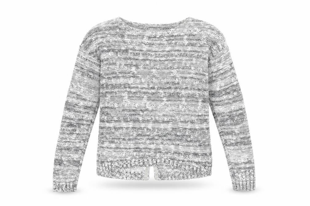 Marks and Spencer Girls Grey Round Neck Geometric Cotton Pullover Jumper Size 5-6 Years Pullover