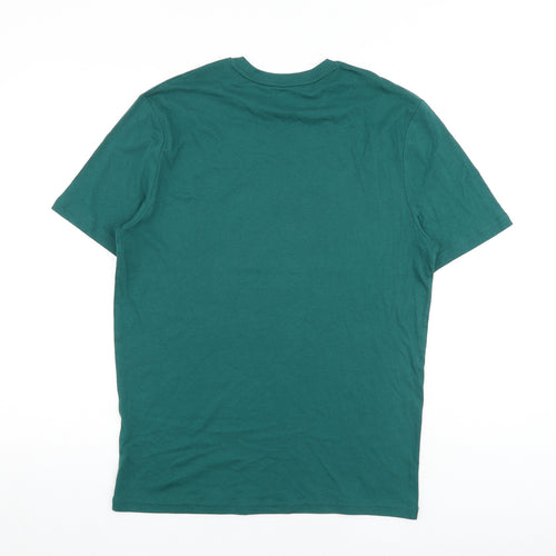Marks and Spencer Mens Green Cotton T-Shirt Size S Round Neck - Gin-gle All The Way