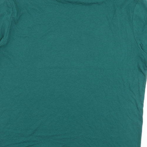 Marks and Spencer Mens Green Cotton T-Shirt Size S Round Neck - Gin-gle All The Way