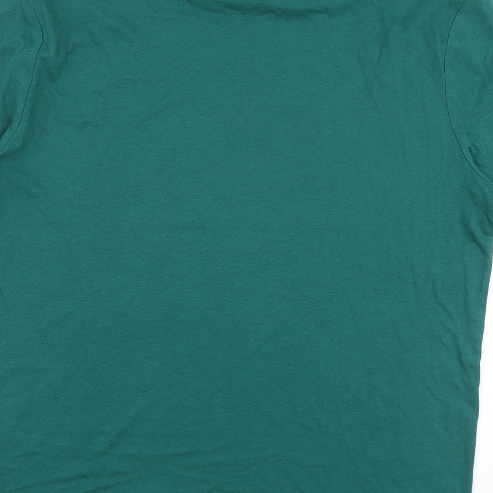 Marks and Spencer Mens Green Cotton T-Shirt Size S Round Neck - Gin-gle All The Way