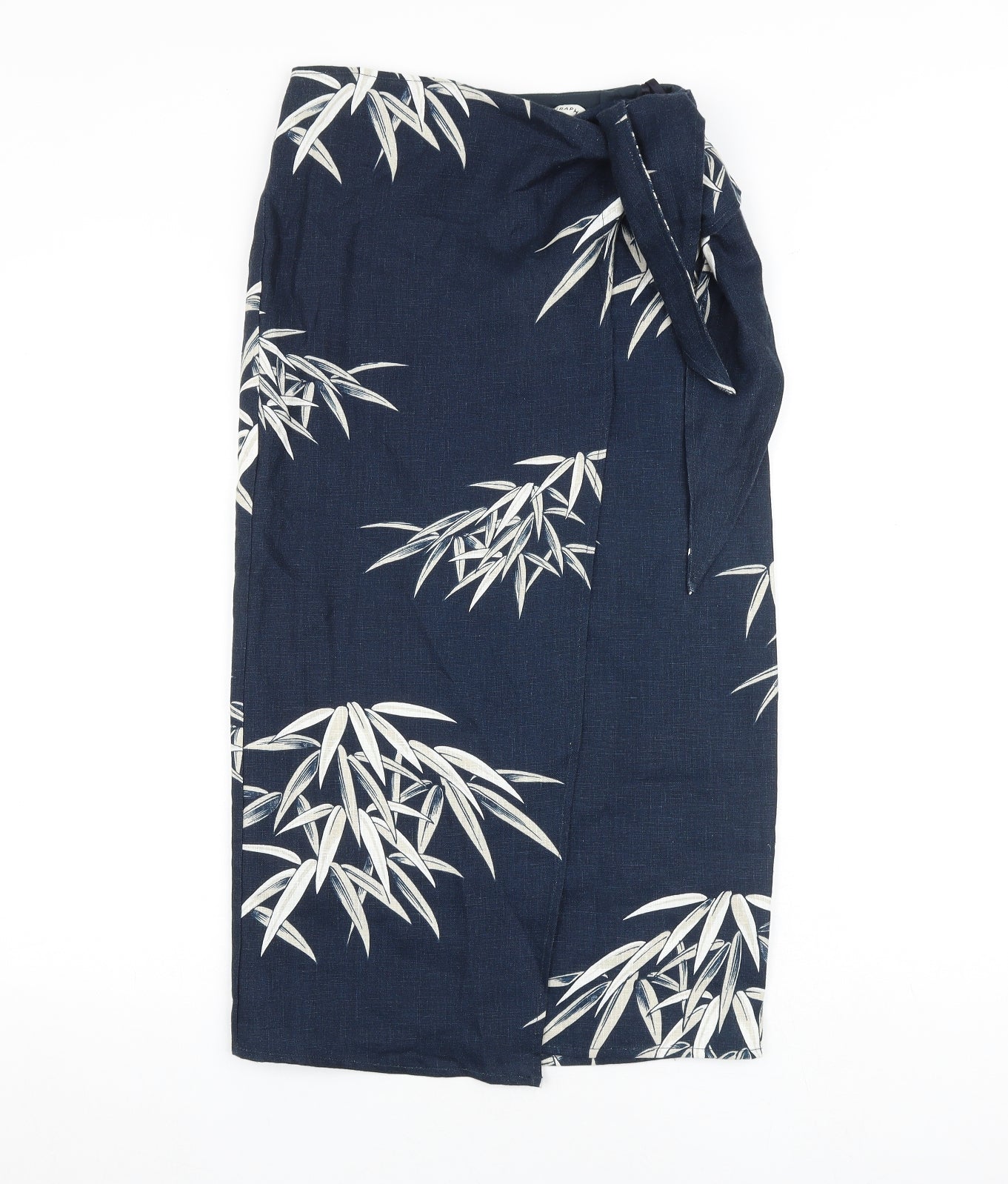Autograph Womens Blue Geometric Flax Wrap Skirt Size 6 Tie