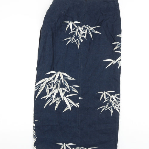 Autograph Womens Blue Geometric Flax Wrap Skirt Size 6 Tie