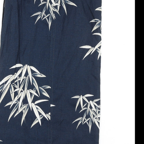 Autograph Womens Blue Geometric Flax Wrap Skirt Size 6 Tie
