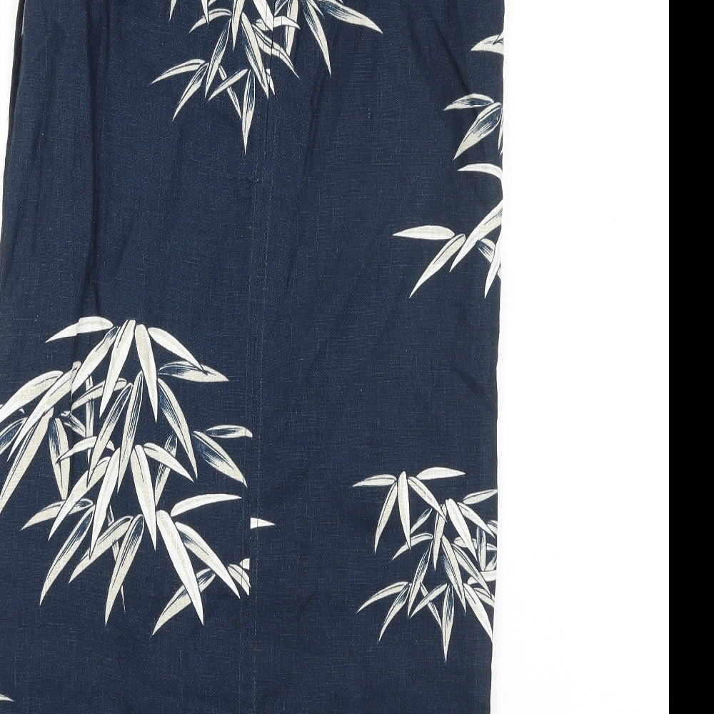 Autograph Womens Blue Geometric Flax Wrap Skirt Size 6 Tie