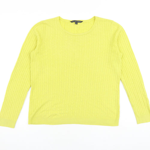 Bonmarché Womens Yellow Round Neck Acrylic Pullover Jumper Size 12
