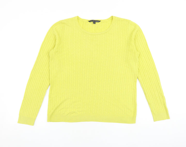 Bonmarché Womens Yellow Round Neck Acrylic Pullover Jumper Size 12