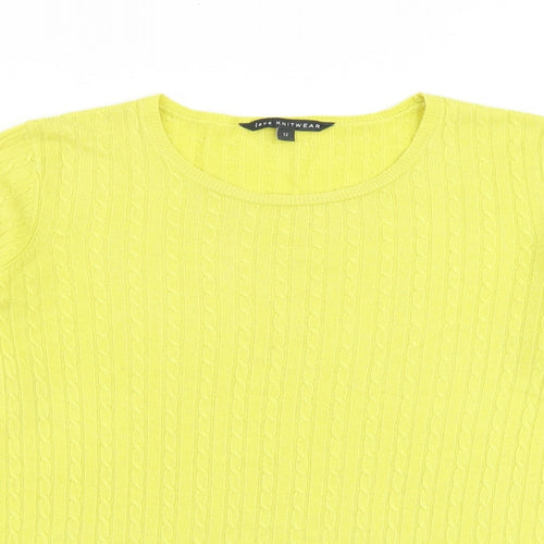 Bonmarché Womens Yellow Round Neck Acrylic Pullover Jumper Size 12