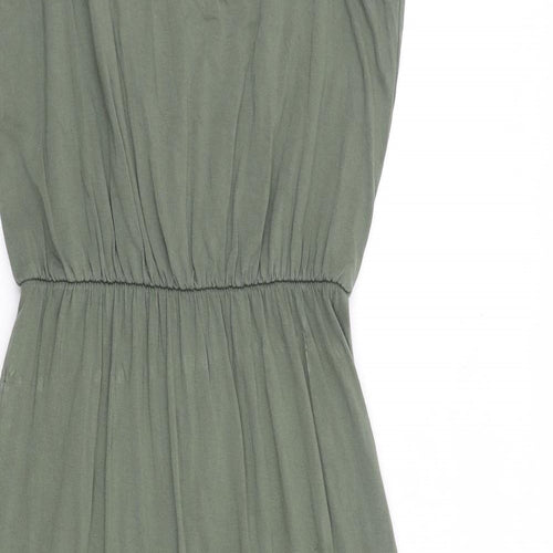 Warehouse Womens Green Viscose Tank Dress Size 10 Round Neck Pullover