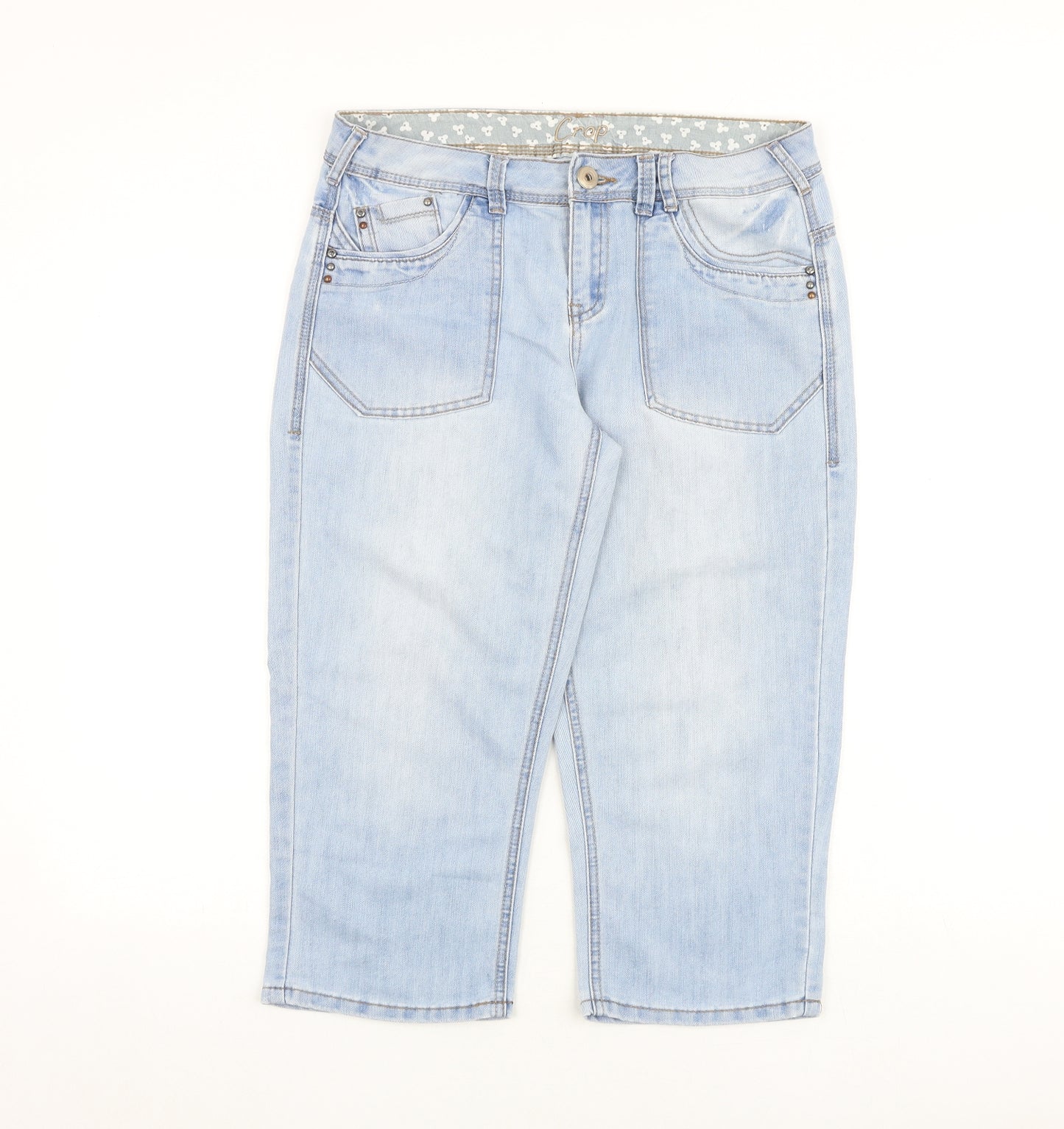 George Womens Blue Cotton Cropped Jeans Size 10 L20.5 in Regular Zip