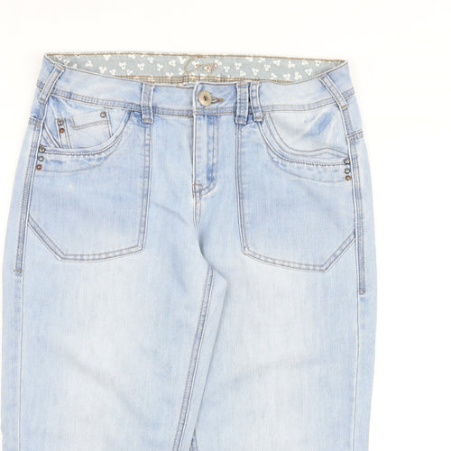 George Womens Blue Cotton Cropped Jeans Size 10 L20.5 in Regular Zip