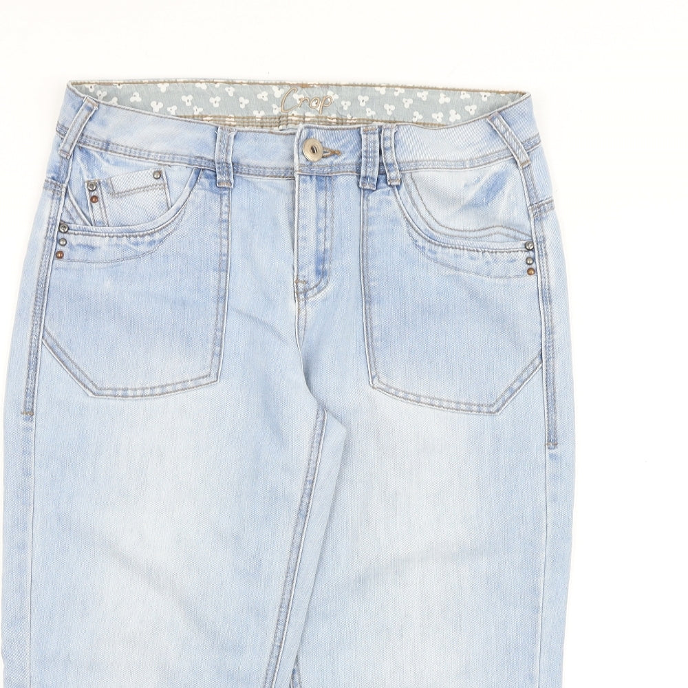 George Womens Blue Cotton Cropped Jeans Size 10 L20.5 in Regular Zip