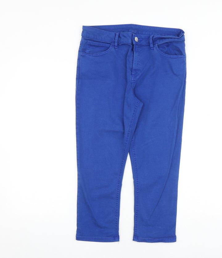 Marks and Spencer Womens Blue Cotton Tapered Jeans Size 30 in L21 in Regular Zip