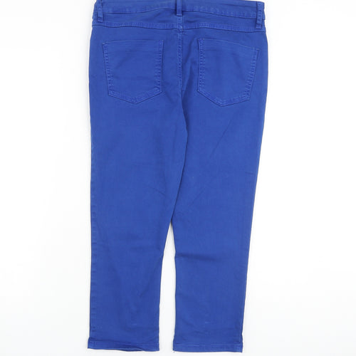 Marks and Spencer Womens Blue Cotton Tapered Jeans Size 30 in L21 in Regular Zip