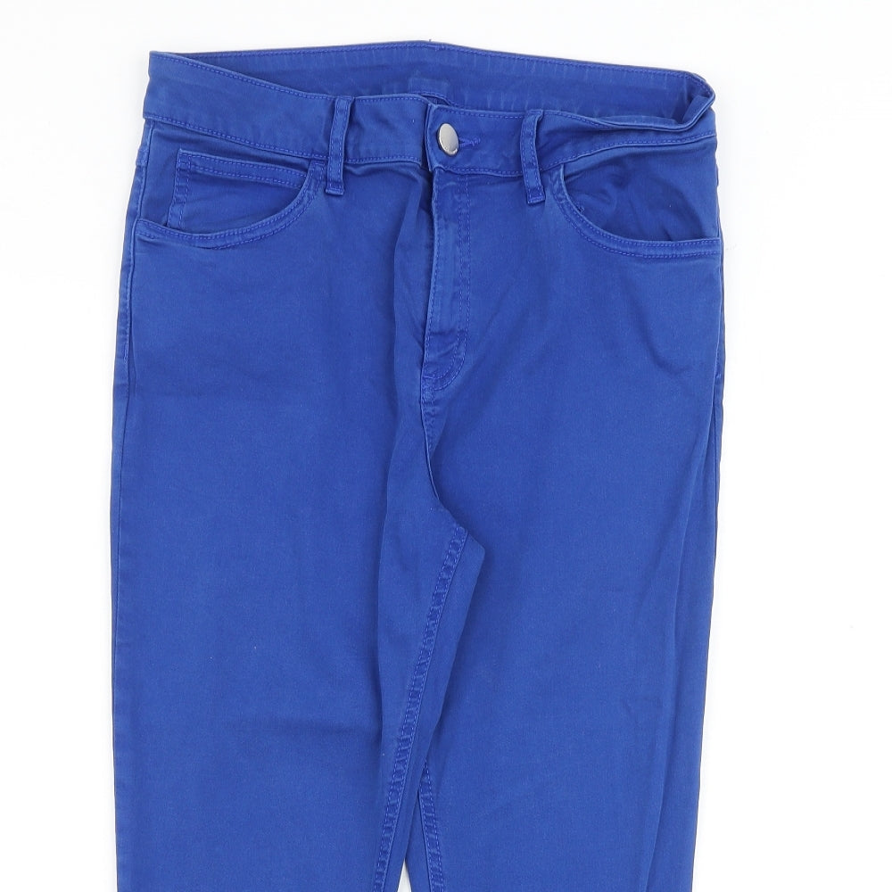 Marks and Spencer Womens Blue Cotton Tapered Jeans Size 30 in L21 in Regular Zip