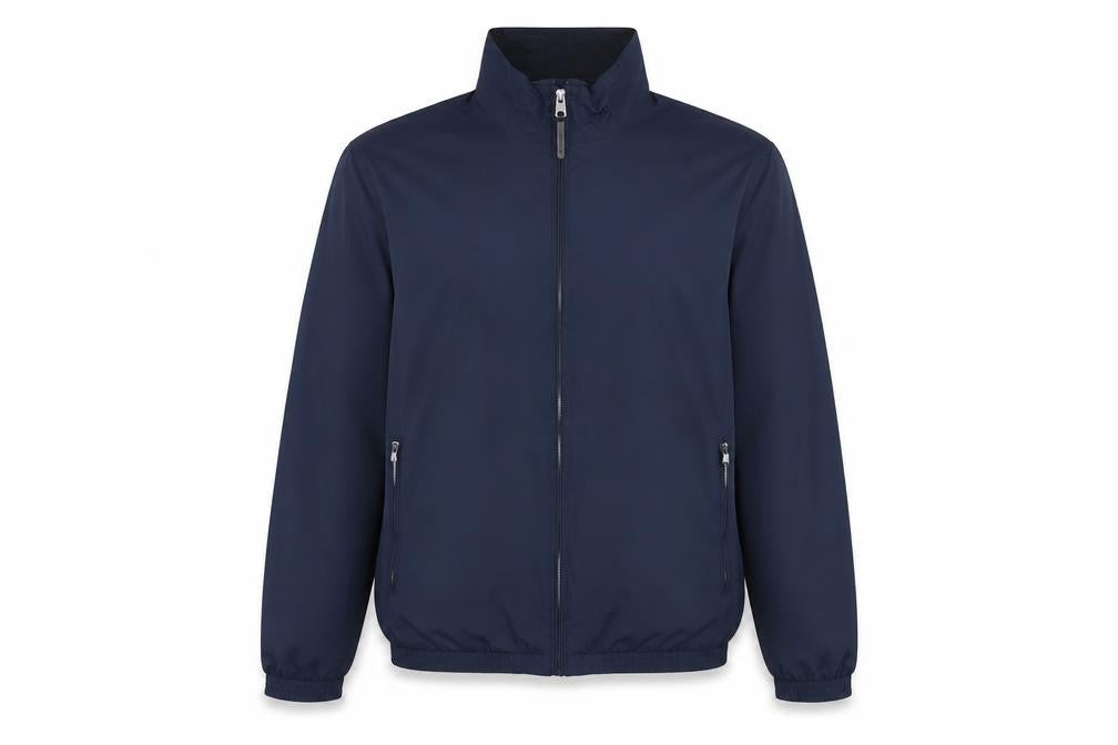 Front view of Marks & Spencer men’s blue jacket size 2xs zip