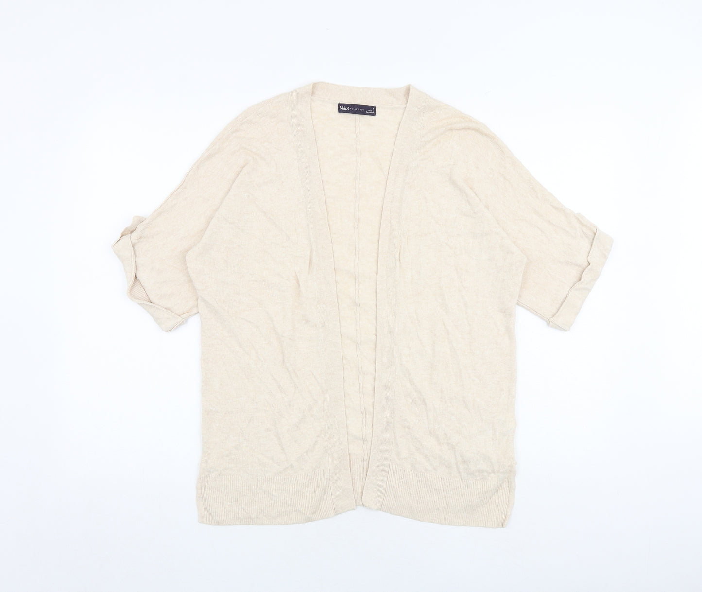 Marks and Spencer Womens Beige V-Neck Viscose Cardigan Jumper Size S