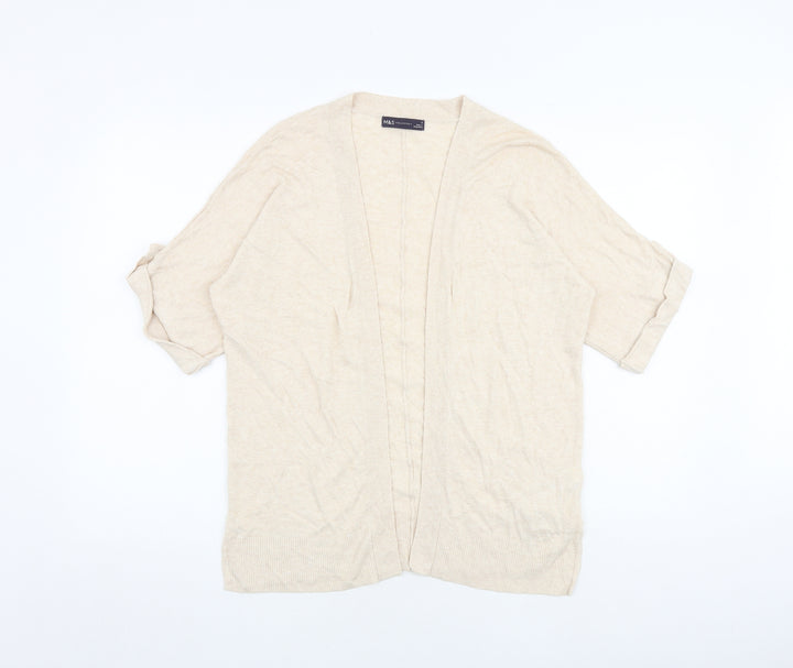 Marks and Spencer Womens Beige V-Neck Viscose Cardigan Jumper Size S