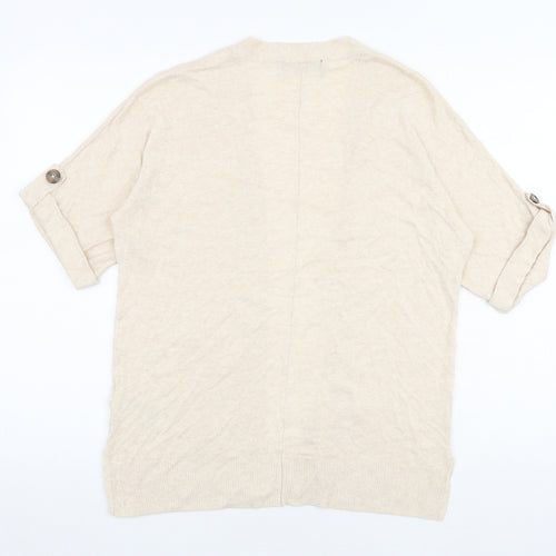 Marks and Spencer Womens Beige V-Neck Viscose Cardigan Jumper Size S