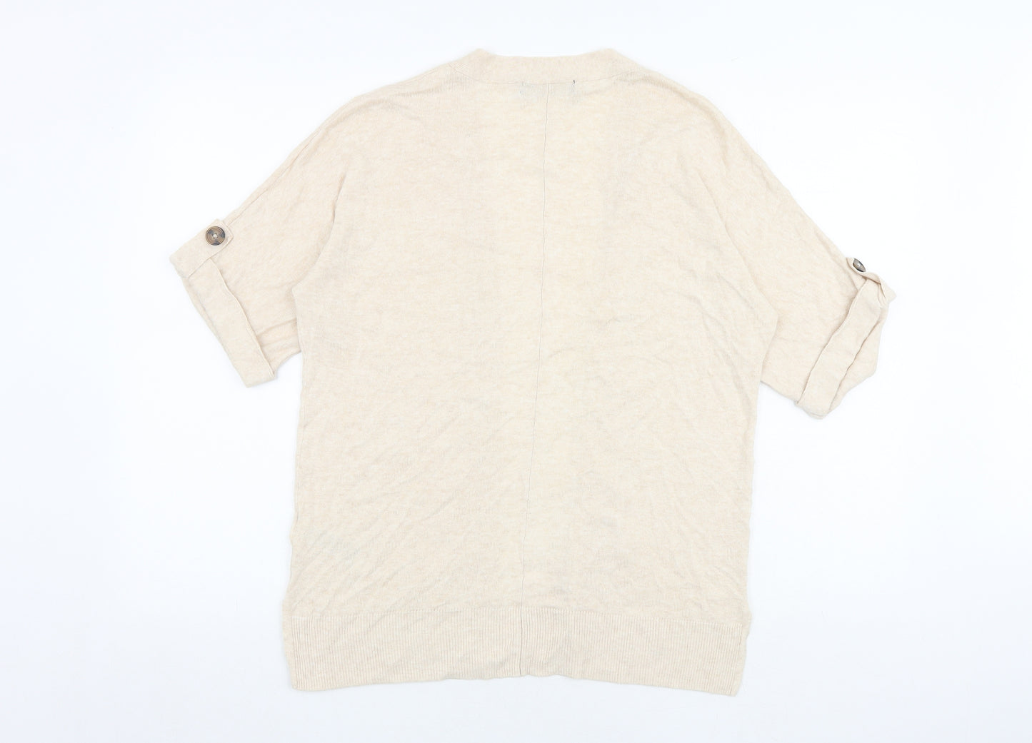 Marks and Spencer Womens Beige V-Neck Viscose Cardigan Jumper Size S