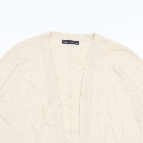 Marks and Spencer Womens Beige V-Neck Viscose Cardigan Jumper Size S