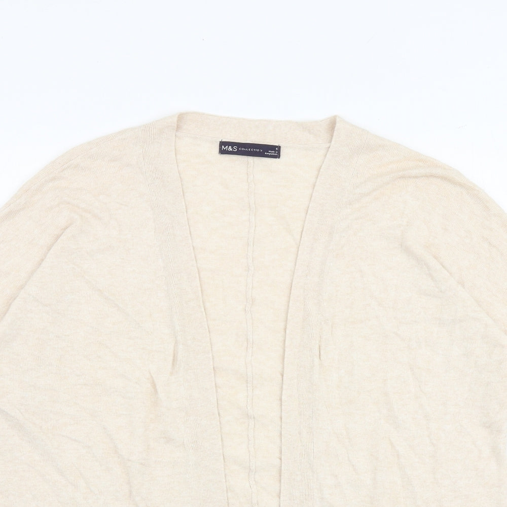 Marks and Spencer Womens Beige V-Neck Viscose Cardigan Jumper Size S