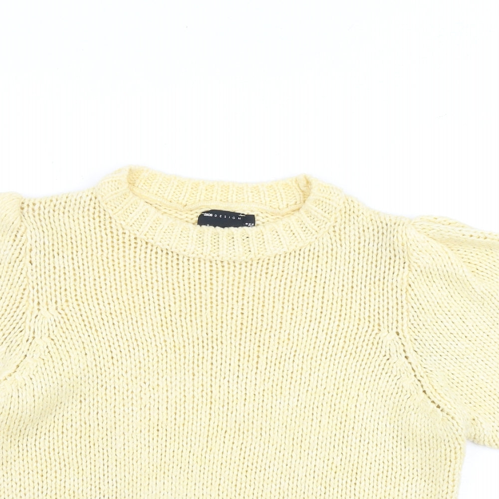 ASOS Womens Yellow Round Neck Polyester Pullover Jumper Size 8