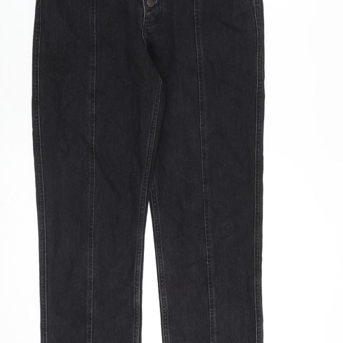 Topshop Womens Black Cotton Straight Jeans Size 10 L30 in Regular Zip