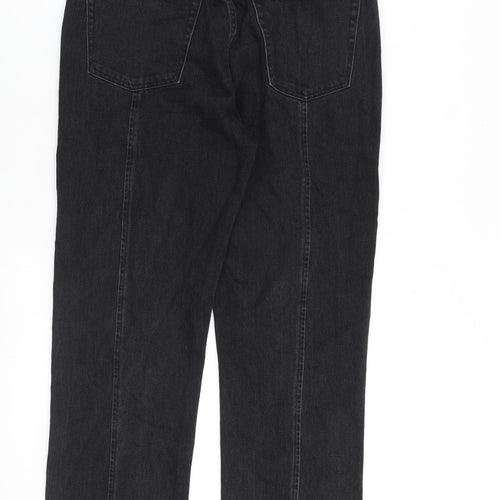 Topshop Womens Black Cotton Straight Jeans Size 10 L30 in Regular Zip