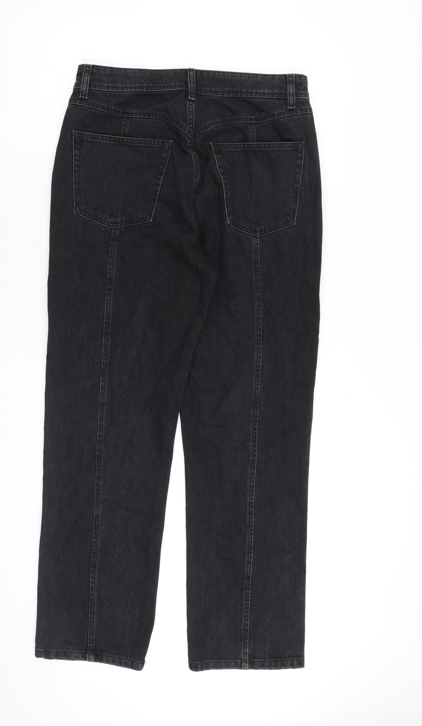Topshop Womens Black Cotton Straight Jeans Size 10 L30 in Regular Zip
