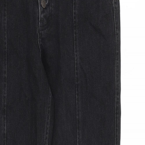 Topshop Womens Black Cotton Straight Jeans Size 10 L30 in Regular Zip