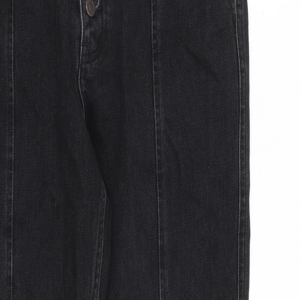 Topshop Womens Black Cotton Straight Jeans Size 10 L30 in Regular Zip