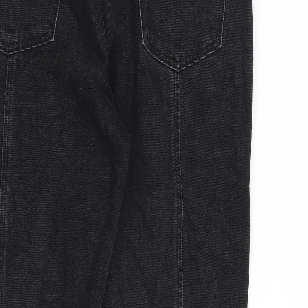 Topshop Womens Black Cotton Straight Jeans Size 10 L30 in Regular Zip