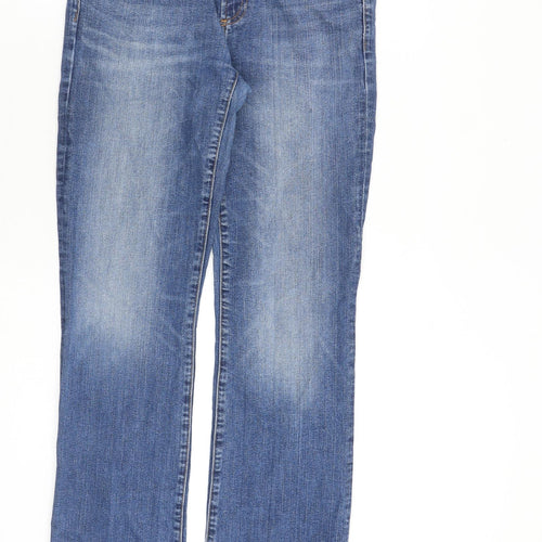 Gap Womens Blue Cotton Straight Jeans Size 28 in L32 in Regular Zip - Distressed Hems