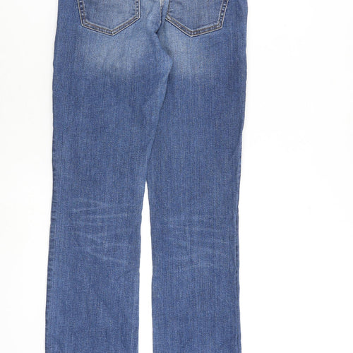 Gap Womens Blue Cotton Straight Jeans Size 28 in L32 in Regular Zip - Distressed Hems