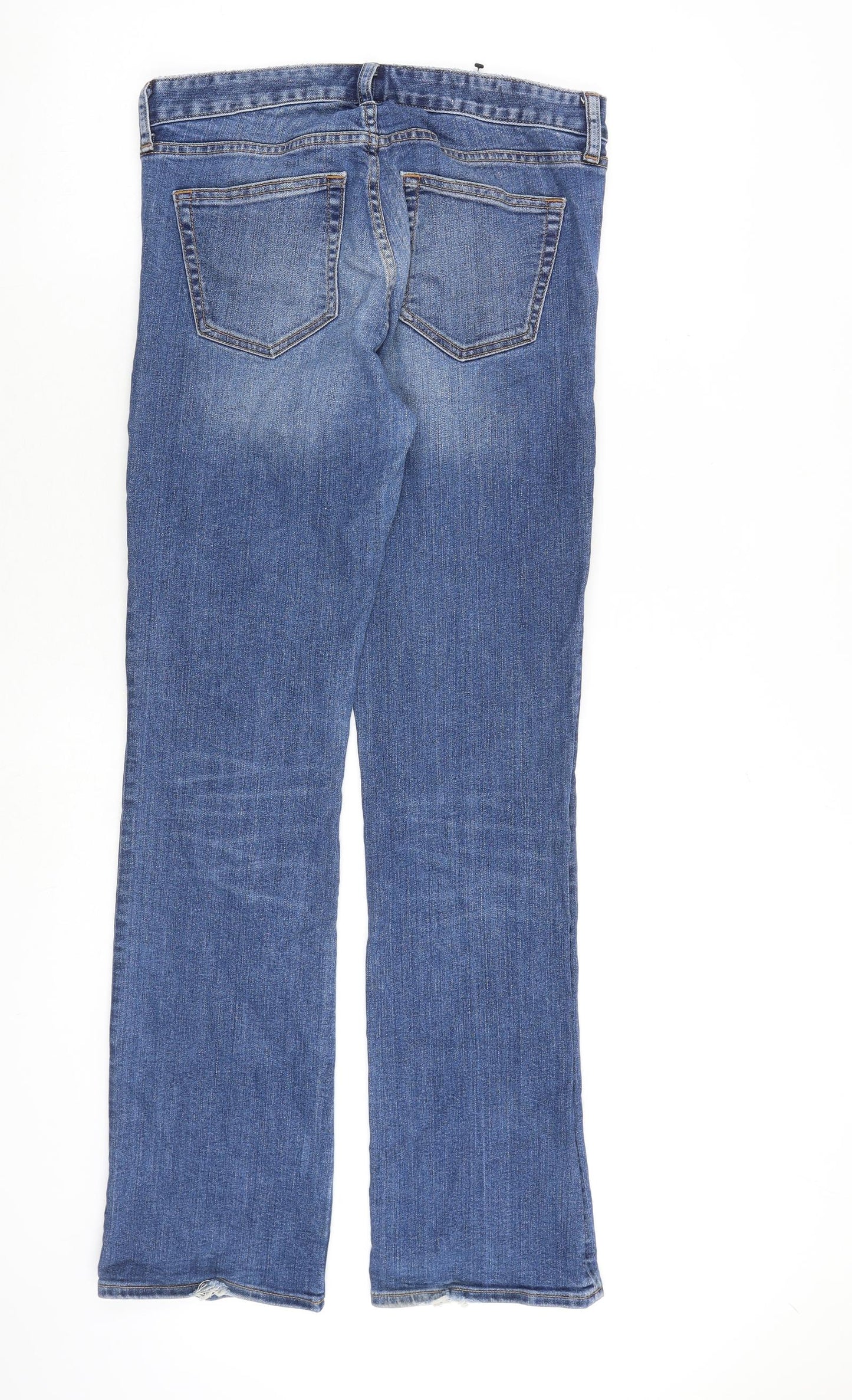 Gap Womens Blue Cotton Straight Jeans Size 28 in L32 in Regular Zip - Distressed Hems