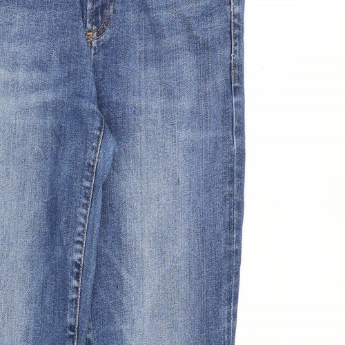 Gap Womens Blue Cotton Straight Jeans Size 28 in L32 in Regular Zip - Distressed Hems