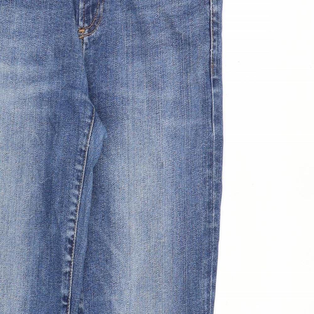 Gap Womens Blue Cotton Straight Jeans Size 28 in L32 in Regular Zip - Distressed Hems