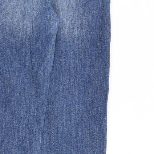 Gap Womens Blue Cotton Straight Jeans Size 28 in L32 in Regular Zip - Distressed Hems